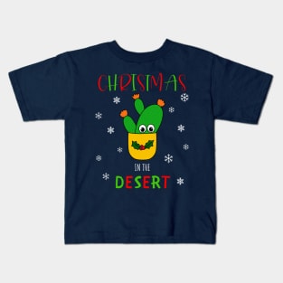 Christmas In The Desert - Opuntia Microdasys Cactus In Christmas Holly Pot Kids T-Shirt